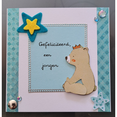 Wenskaart geboorte jongen / beertje