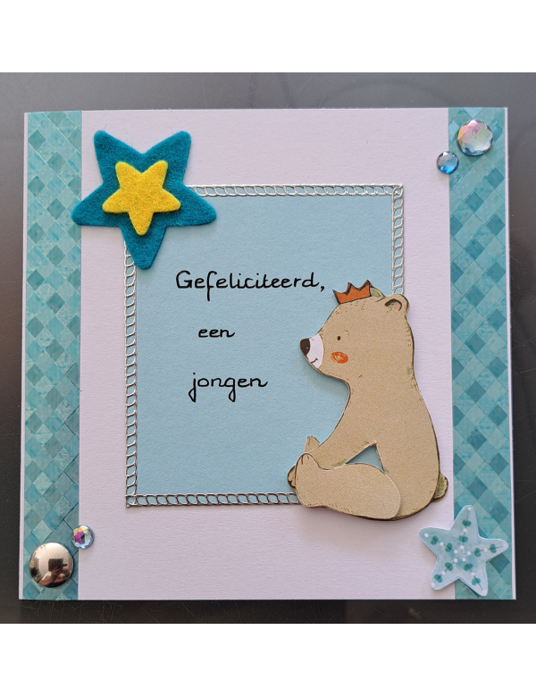 Wenskaart geboorte jongen / beertje