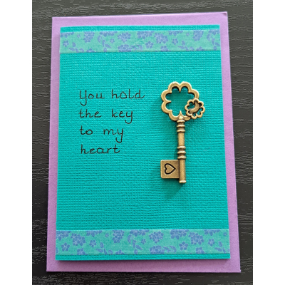 Wenskaartje klein + envelopje / You hold the key to my heart