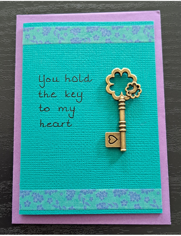 Wenskaartje klein + envelopje / You hold the key to my heart