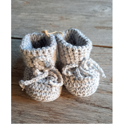Booties /Slofjes Lichtgrijs / wol