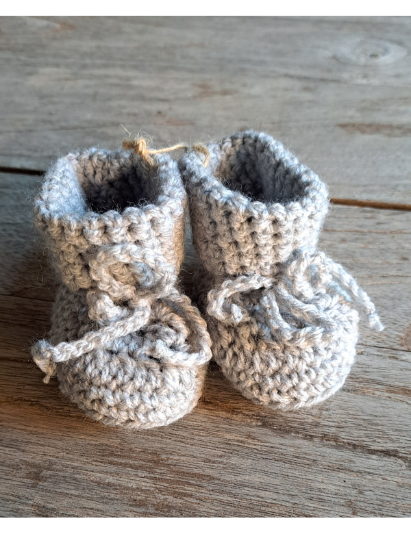Booties /Slofjes Lichtgrijs / wol