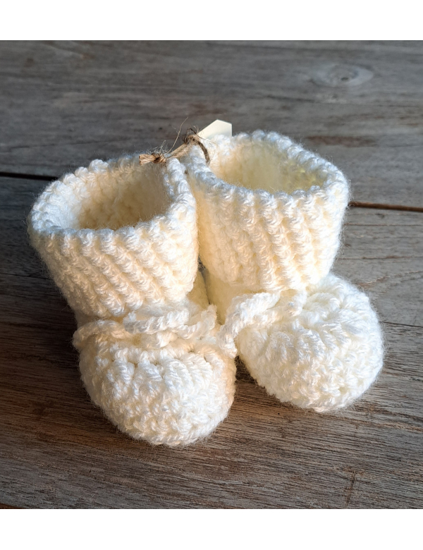 Booties /Slofjes Ivoor / wol
