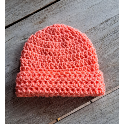 Beanie / Mutsje koraalrood / wol