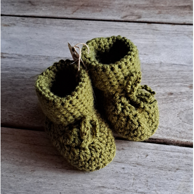Booties/ Slofjes groen / wol
