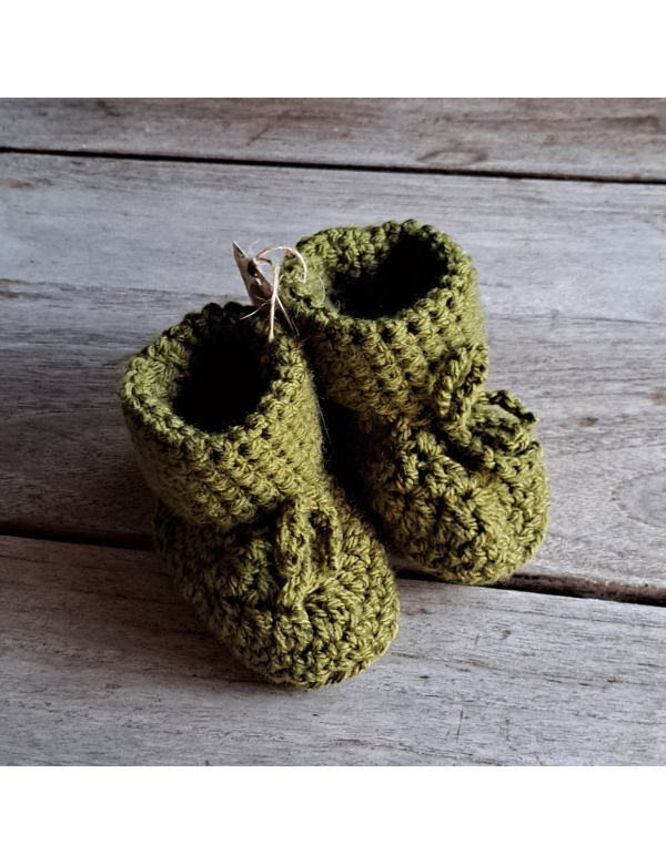 Booties/ Slofjes groen / wol