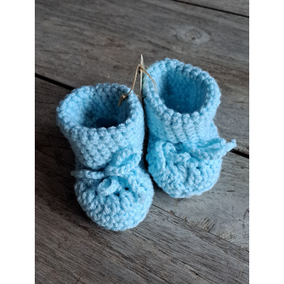 Booties / Slofjes lichtblauw / wol