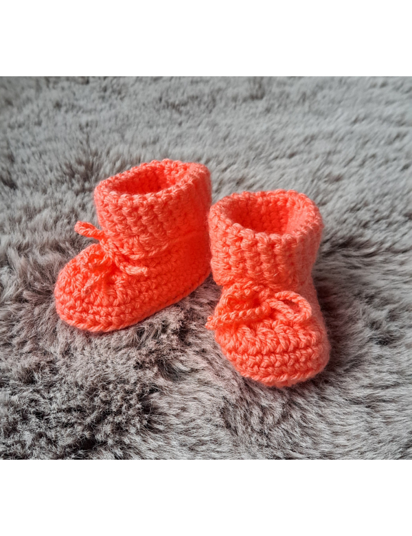 Booties / Slofjes koraalrood, wol