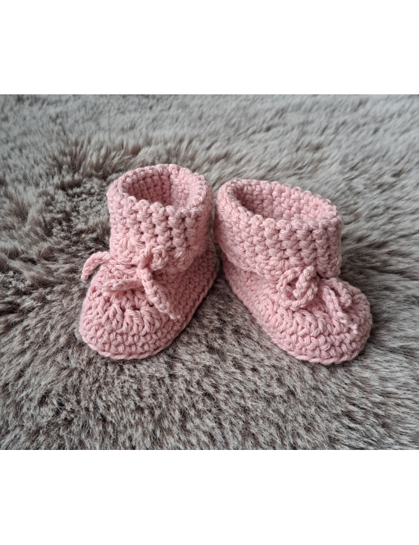 Booties /Slofjes oudroze / katoen Booties /Slofjes oudroze / katoen