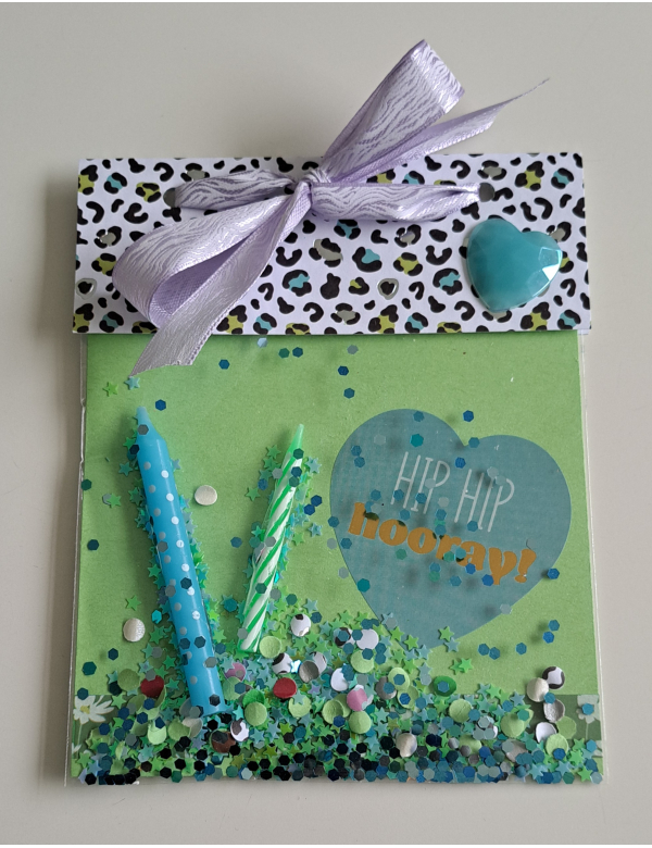 Felicitatie zakje, Hip Hip Hooray, groen