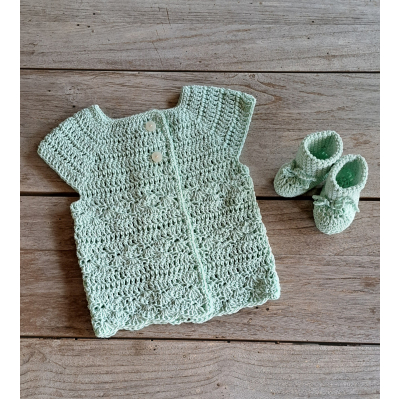 Set : Vestje + Slofjes , mintgroen
