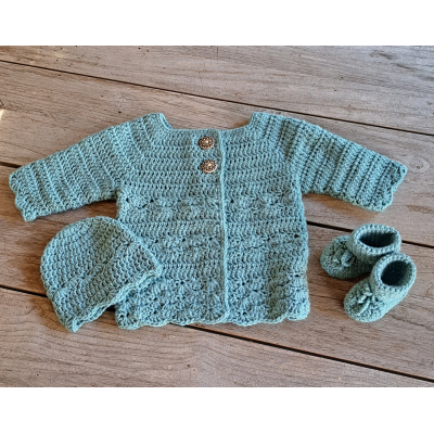 Set : Mutsje  + Jasje  + Slofjes , petrolblauw