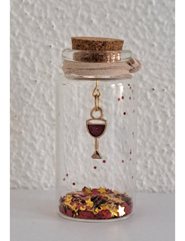 Wensflesje, wijnglas rood