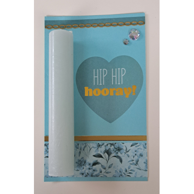 Wenskaartje + kaarsje turquoise / HIP HIP HOORAY!